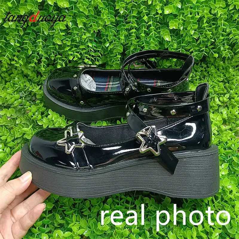 High Quality Lolita Shoes Womens High Heels Platform Mary Janes Star Buckle Strap Mary Janes Womens Cross Series Womens Casual Kaii Shoes T241024