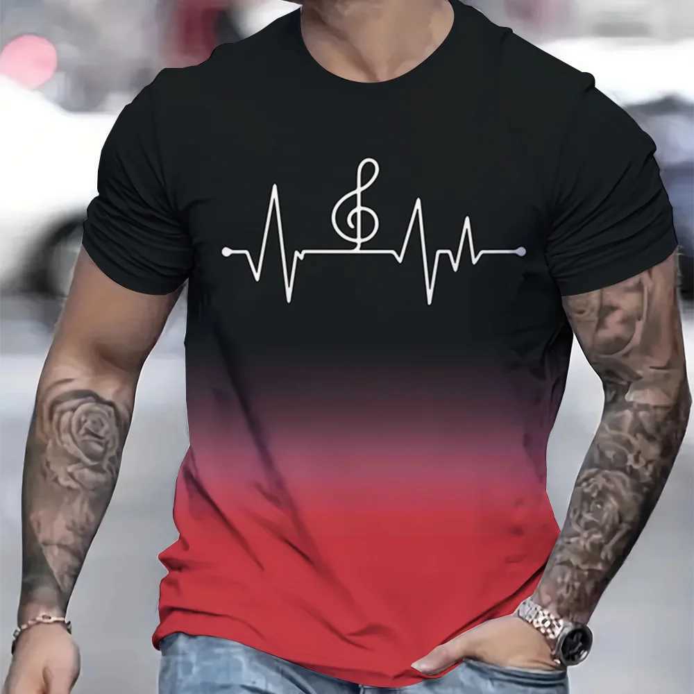Casual Mens T-Shirt Summer Gym Short Sleeved T-Shirt 3D Ripple Pattern Printed T-Shirts Oversized Men Clothing Tops Outdoor NewXJ250117