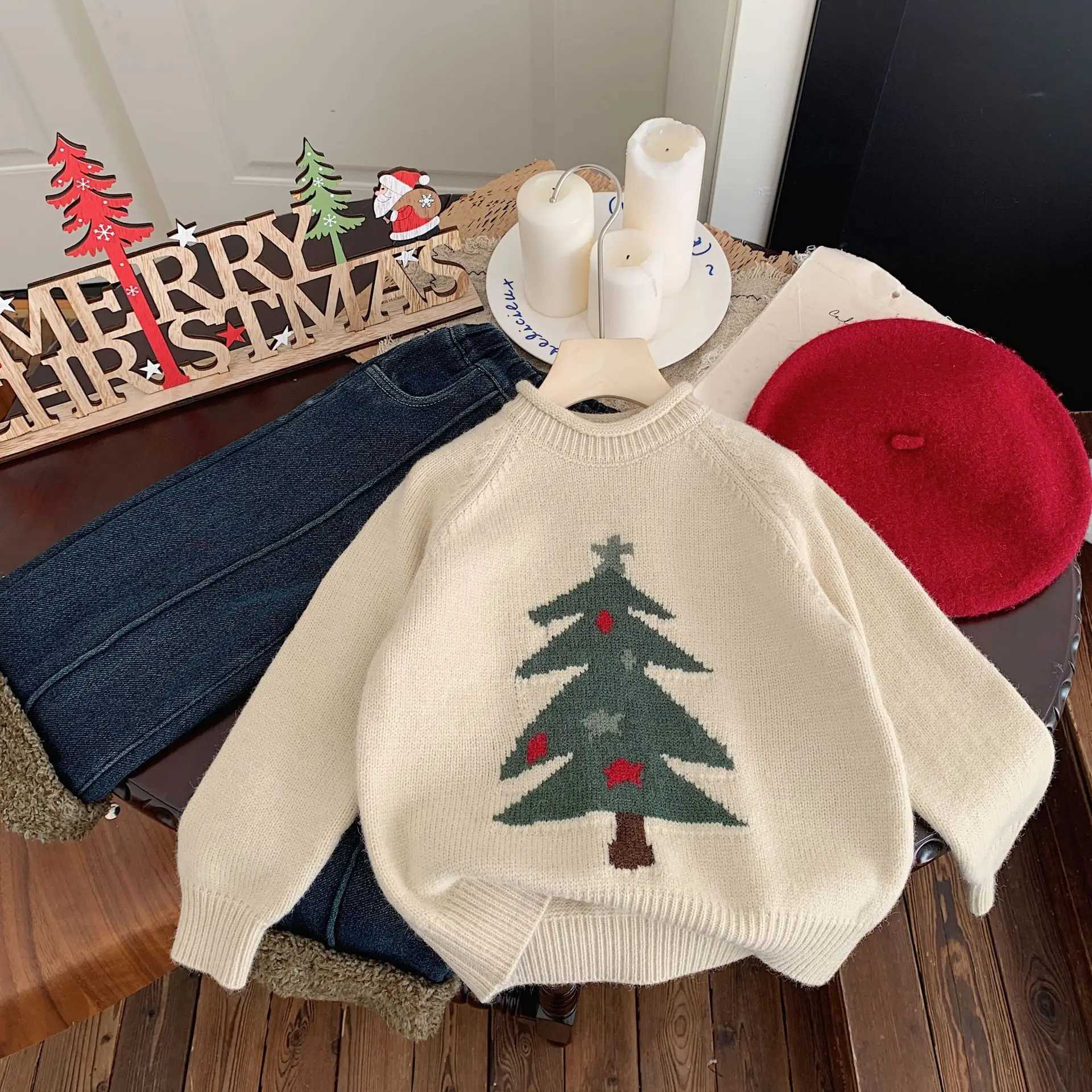 Boys sweaters wool jackets childrens tops knitted 2024 cartoon thick warm winter autumn latte art Christmas gifts sports childrens clothing W241025