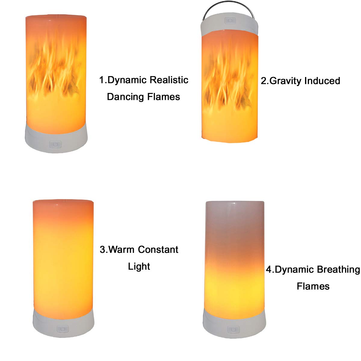 Led Flame Effect Light USB Rechargeable Flameless Candle 4 Modes Remoted Flameless for Halloween Christmas Party Bar Decor Birthday Gift