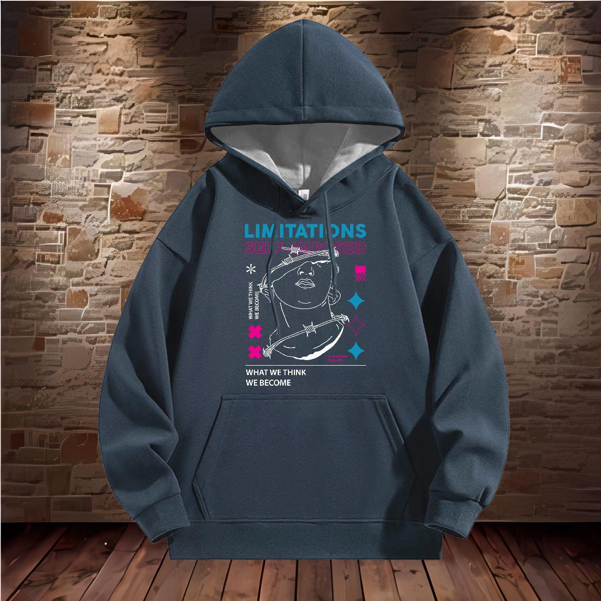 2024 DIY Men Hoodie Hooded Collar Wholesale Men Tops Hoodie Graphic Top Pullover Hoodie Street Casual Cotton 350g