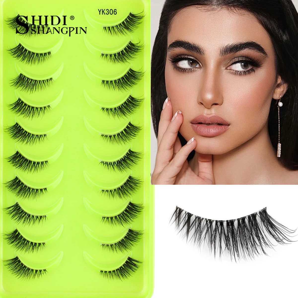 6/10 Double Half Eyelash 3D Mink Artificial Mink Fluffy Eyelash Soft Full Thickness Wispy Eyelash Dramatic False Eyelash MakeupW241024