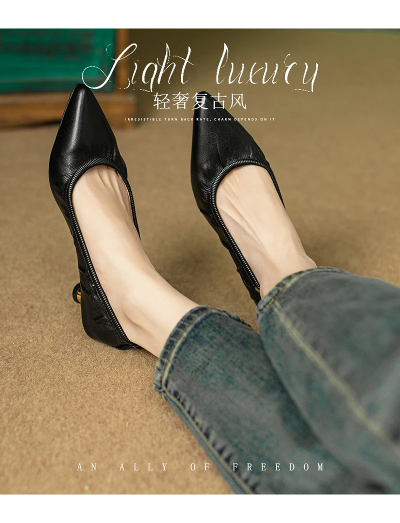 womens pump elastic boat shoes Pointed Toe basic pump high heels compact slip shoes autumn Zapatos Mujer 241024