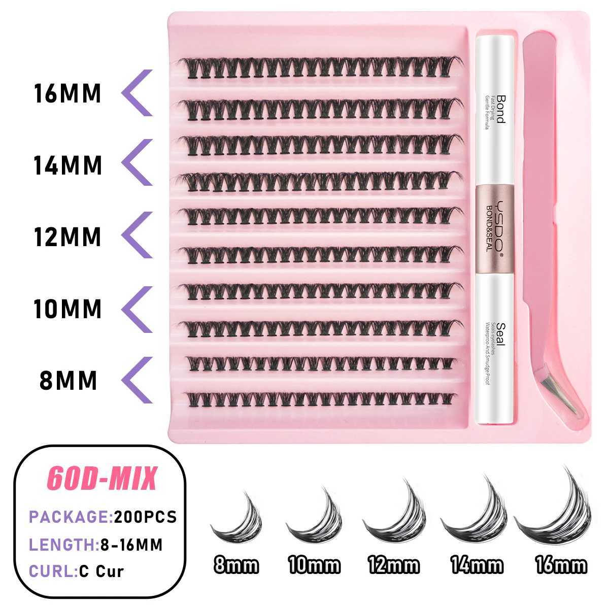 New 8-16mm Personal Eyelash 10 Rows Natural Graffiti Eyelash Extension 100/120/200 Cluster Eyelash False Eyelash Set MakeupW241024