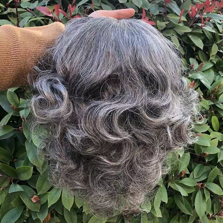 Soft fluffy bouncy Gray curls human hair wigs lace 5X5 HD, Salt and Pepper Grey natural hairstyle for Elegant silver strand Lace closure wig Graceful 
