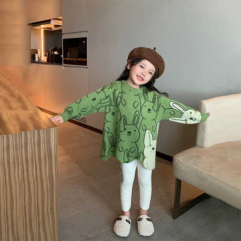 Girls sweater wool jacket Knitwear 2022 beautiful thick warm winter autumn windproof cotton childrens clothing W241025