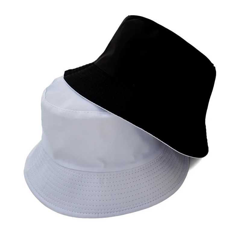 Unisex Hat Black Solid Color Double-Sided Simple Bob Hip Hop Bucket Hat Mens Womens Panama Beach Fishing Sun CapX241025