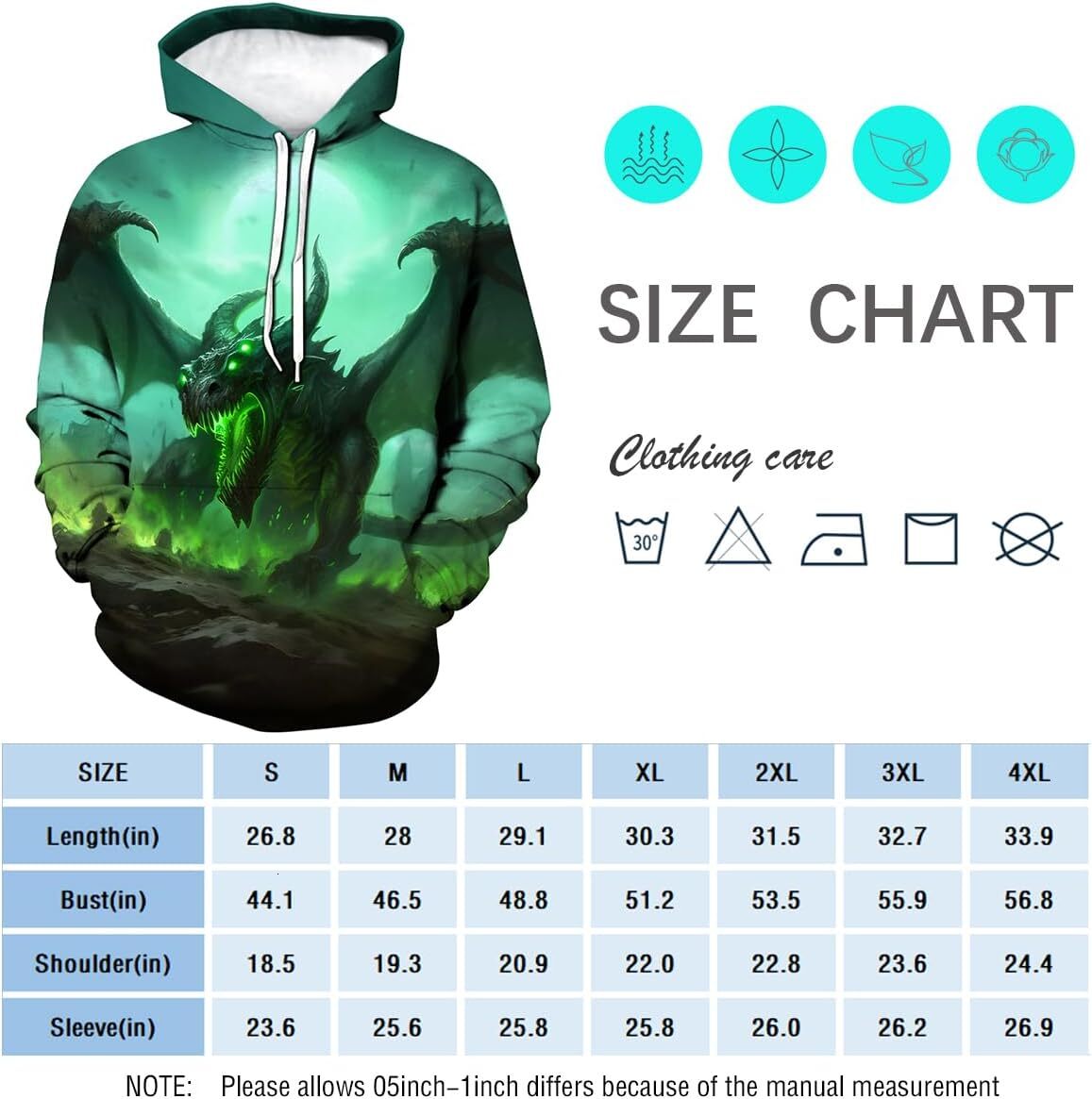 Hoodie for Mens Womens Mens Dragon Hoodie - Fantasy Theme, Animal Graphic Sweatshirt Graphic Hoodies sweatshirt Pullover Long SleeveWarm