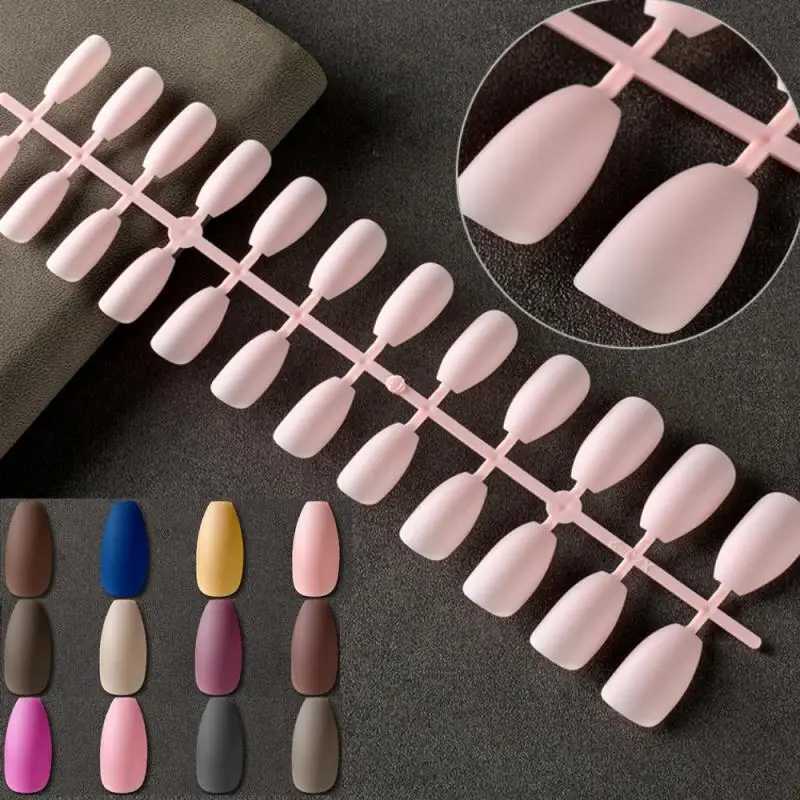 24tips/pc French White Fake Nails Matte /Glossy Detachable Long Square Natural False Press on Nails Manicure Faux OnglesXJ241025