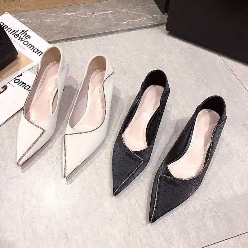 High Quality Pointed Toe sexy womens shoes with mid high heels suitable for womens offices thin Rhine beige popular the last high-quality Y2k T241024