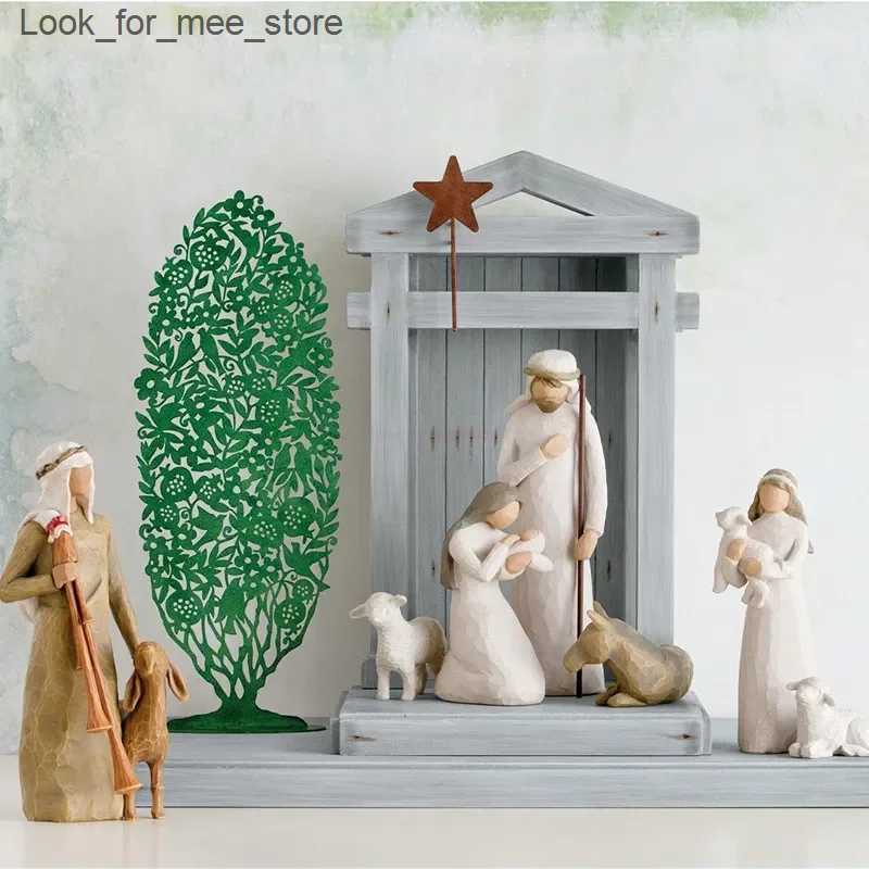 Christmas Decorations 2024 Nativity Statue Resin Holy Family Willow Tree Set Celebrating Easter Religion Handmade Decoration Customized Gift L240910