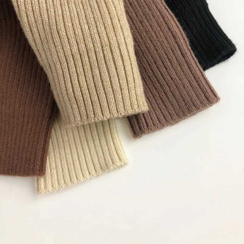 Korean style baby girl knitted long sleeved autumn and winter solid bottom sweater for childrens warm top W241025