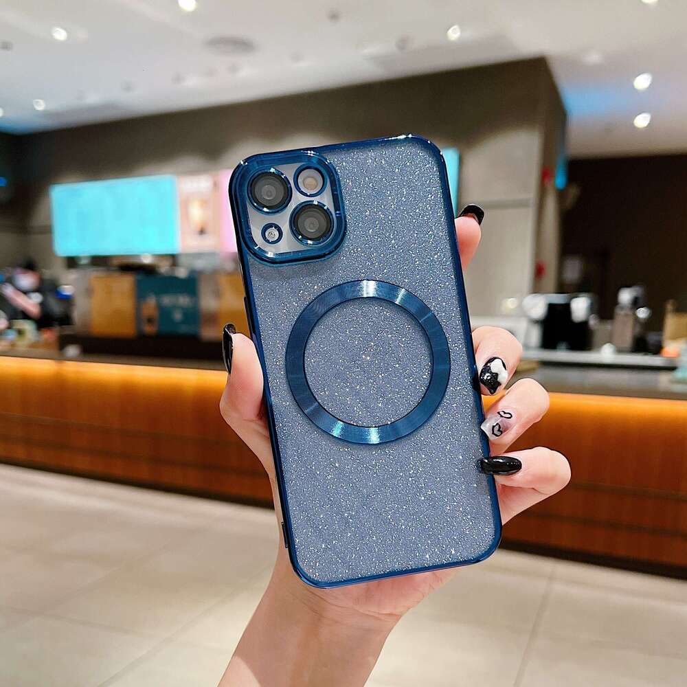 Suitable for iPhone 16 PROMAX phone Magsafe magnetic wireless charging plated with glitter powder soft case Apple 13
