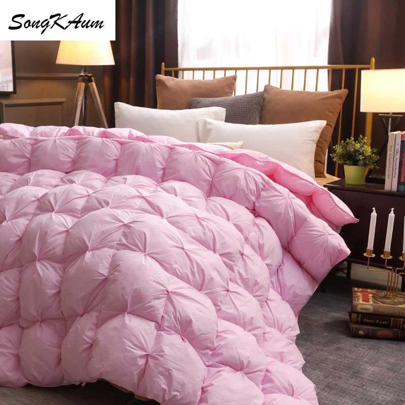 SongKAum 100% white goose/duck down comforter high-quality five-star hotel Twist Flower Duvets Comforters 100% cotton cover W241024