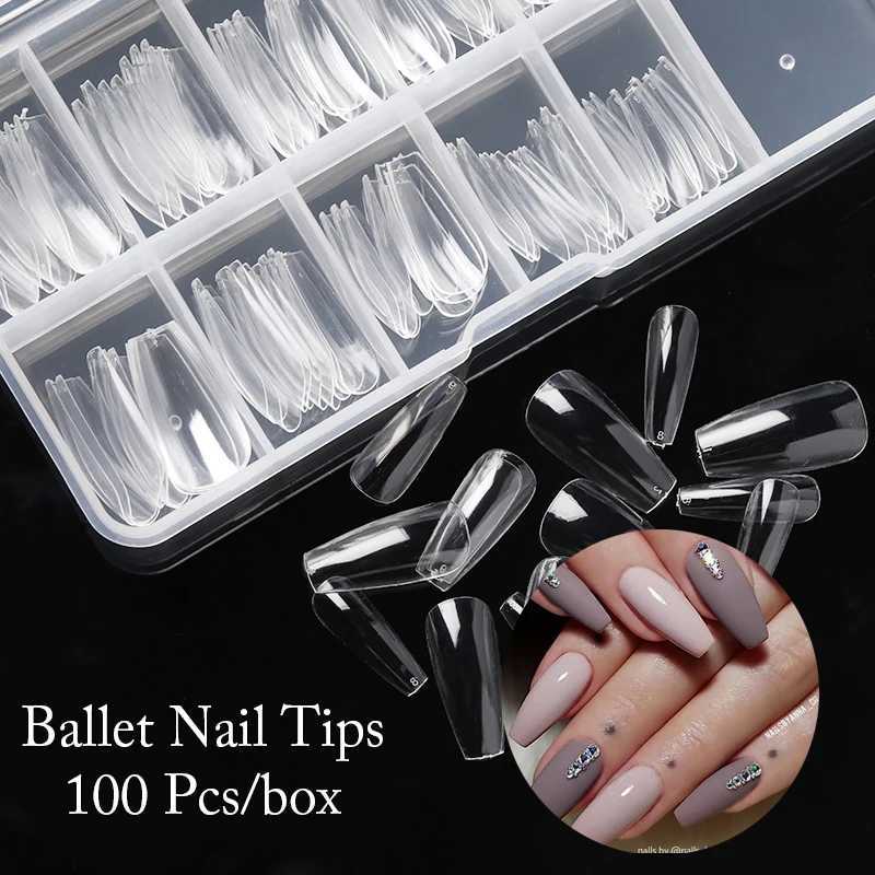 100/240/500 Pcs Boxed Transparent Coffin Ballet Fake Nails Tips Full Coverage Nail Tips DecorationsXJ241025