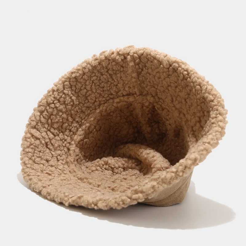 Double-sided Unisex Harajuku Bucket Hat Thick Wool Warm Fisherman Hat Korean version Outdoor Bucket Hat Women Men Panama CapX241025