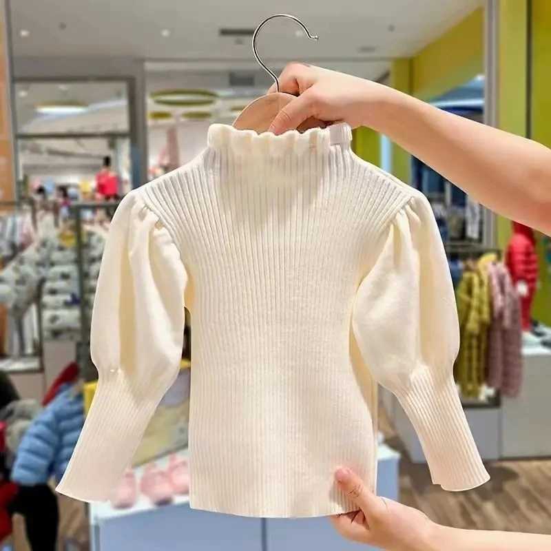 1-10 year old baby pre-school turtle neck girl sweater winter warm velvet bottom top baby knitted sweater jacket 2 3 4 5 6 W241025
