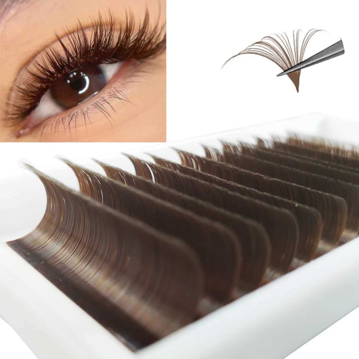 Deep brown simple fan-shaped eyelash extension mixed mink personal eyelash extension high-quality colorful flowering eyelash extensionW241024
