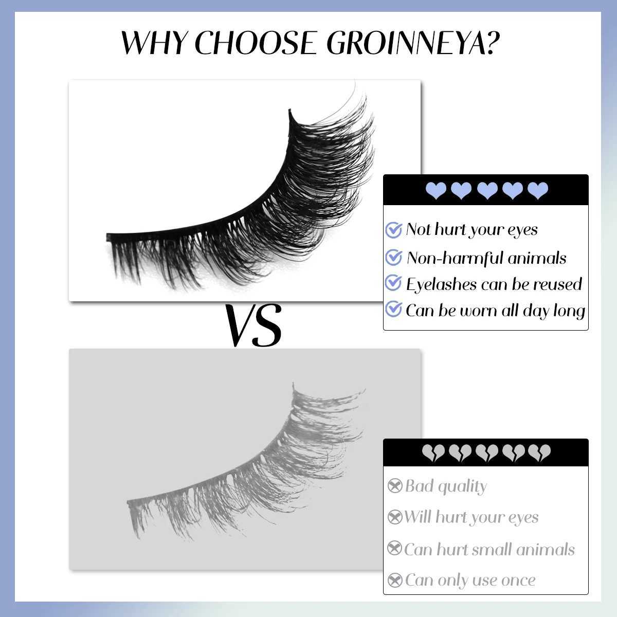 Groinneya Fluffy eyelashes 5/6 pairs of comic eyelashes 3D natural false eyelashes soft cross thick fluffy eyelashes extended makeupW241024