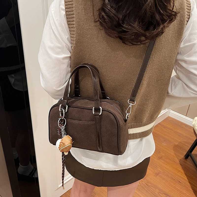 Women Suede Top Handle Bag Adjustable Strap Shoulder w Interior Pocket Crossbody Purse Clutch for Work Travel 241025