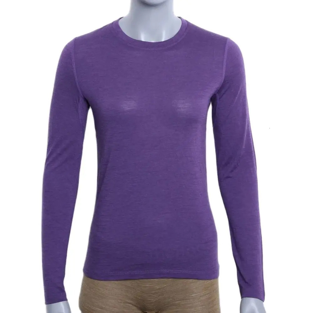 100% Merino Wool Base Layer Women Merino Wool Thermal Underwear Lightweight Long Sleeve Shirt Hiking Wicking Anti-Odor 170G 241024