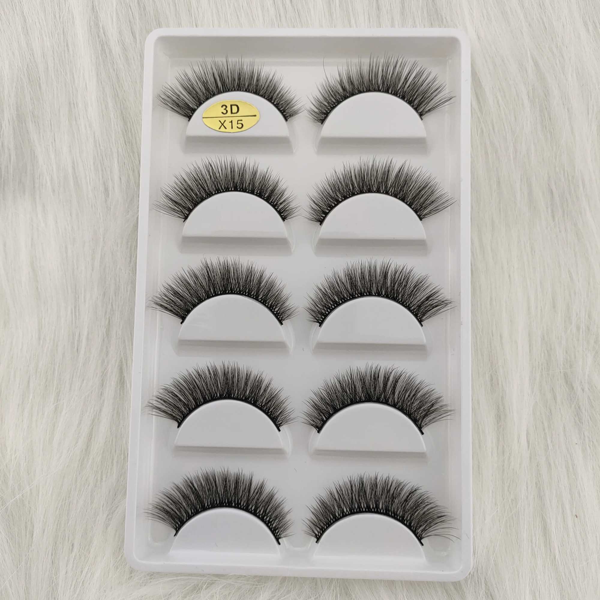 5 pairs of natural false eyelashes eyelash long makeup 3D mint eyelashes eyelash extension eyelash beauty H13 E-08W241024