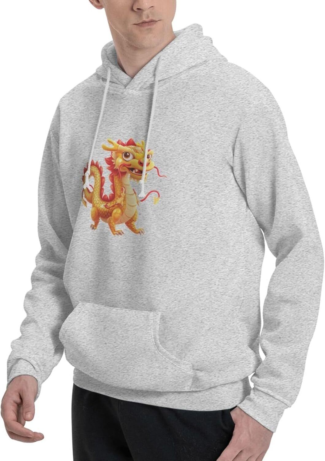 Hoodie for Mens Womens Funny Cartoon Chinese Dragon Print Hoodie for Women Men Animals Lovers Pullover Hoodies Sweatshirt Clothing Graphic Cute little