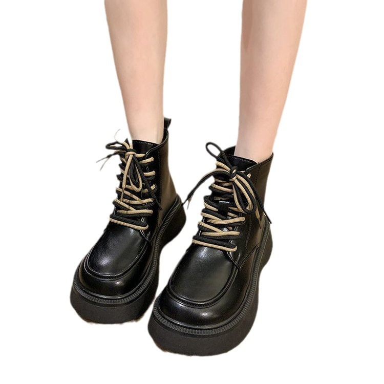 Designer Coarse Style Winter Boots with Side Zipper Genuine Leather Mid-Calf Height Round Toe Low Cut | High Heel 9d9c