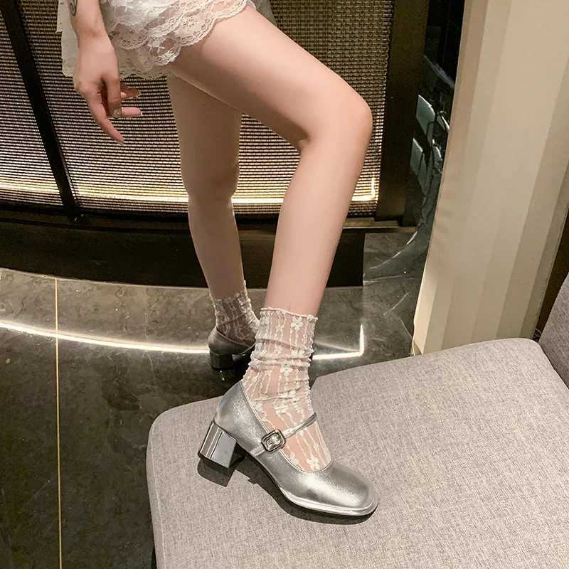 High Quality New France Autumn Thick High Heels Single Shoes Womens Fi Square Head Shallow Mouth Line Comfortable Mary Jane Shoes T241024