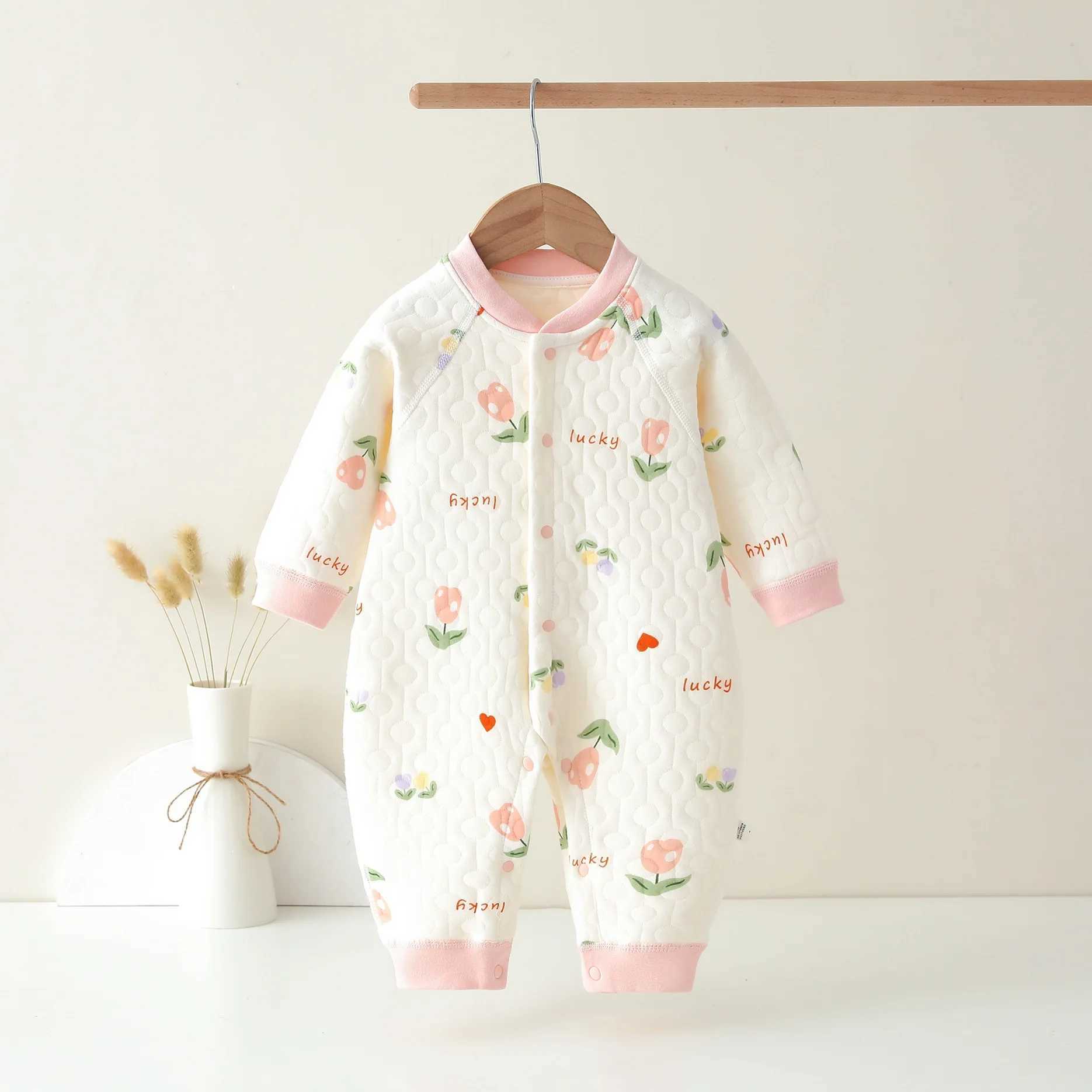 AYNIGIELL 2024 Autumn/Winter Newborn Thickening Heat Preservation Jumpsuit Romper Baby Boys and Girls PajamasXJ241025