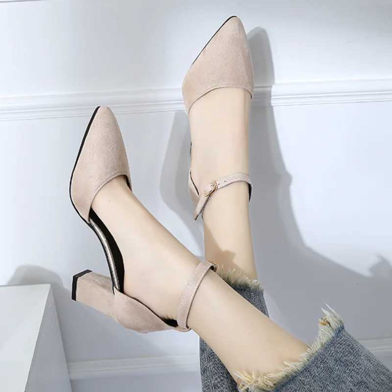 High Quality New Womens Pointed Elegant High Heels Thick High Heels Closed Toes Womens Sandals High Heels Womens Party Summer Spring T241024