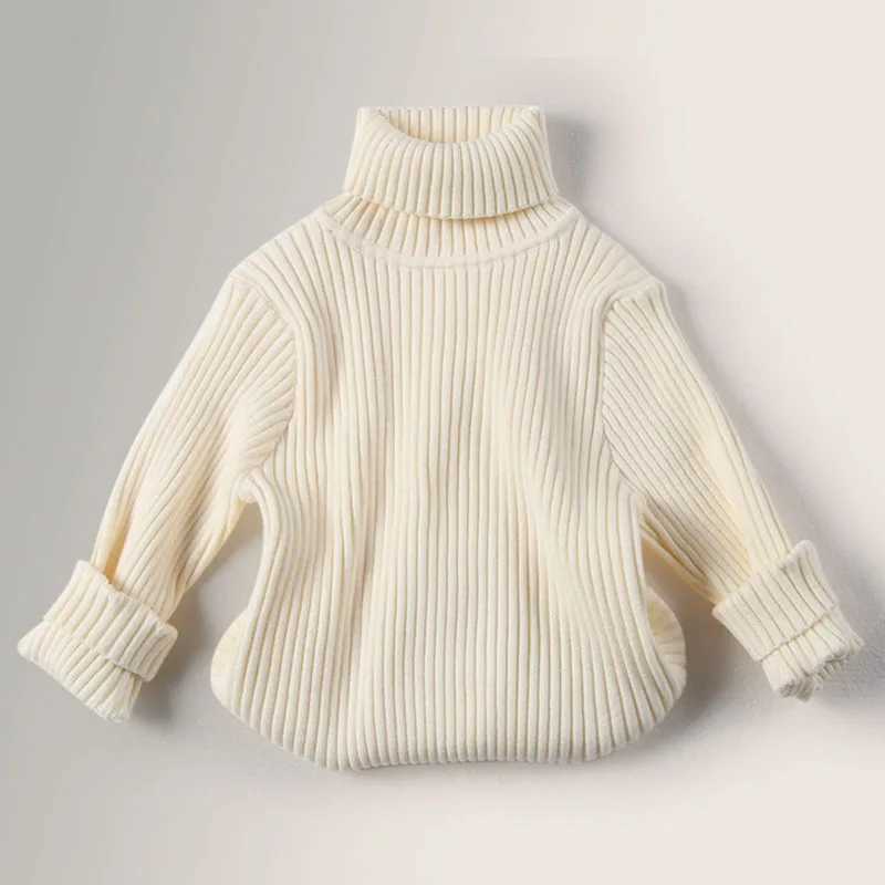 Autumn Winter New Baby Boys Girls Turtleneck Sweaters Kids Pullover Solid Color Knitted Bottom Sweater Childrens Clothing W241025