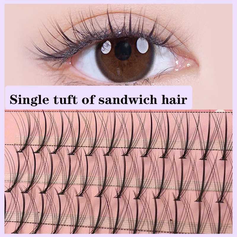 Anlinnet Professional Makeup 60 Clusters Personal Clusters Eyelash Single Cluster M Sand Eyelash Graffiti False EyelashW241024