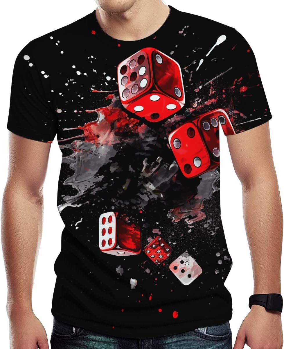 Mens T shirt Men's Poker Cards with Skull Print Short Sleeve Novelty Cool T-Shirt tee Casual tops summer clothes Hip hop trend