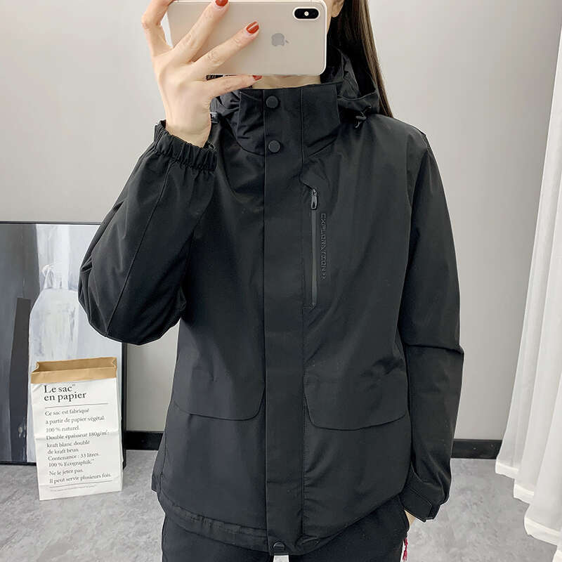 Winter Outdoor Warm Solid Color Three-In-One Down Stormtrooper Women's Trend Windproof Waterproof Thick Mountaineering Jacket