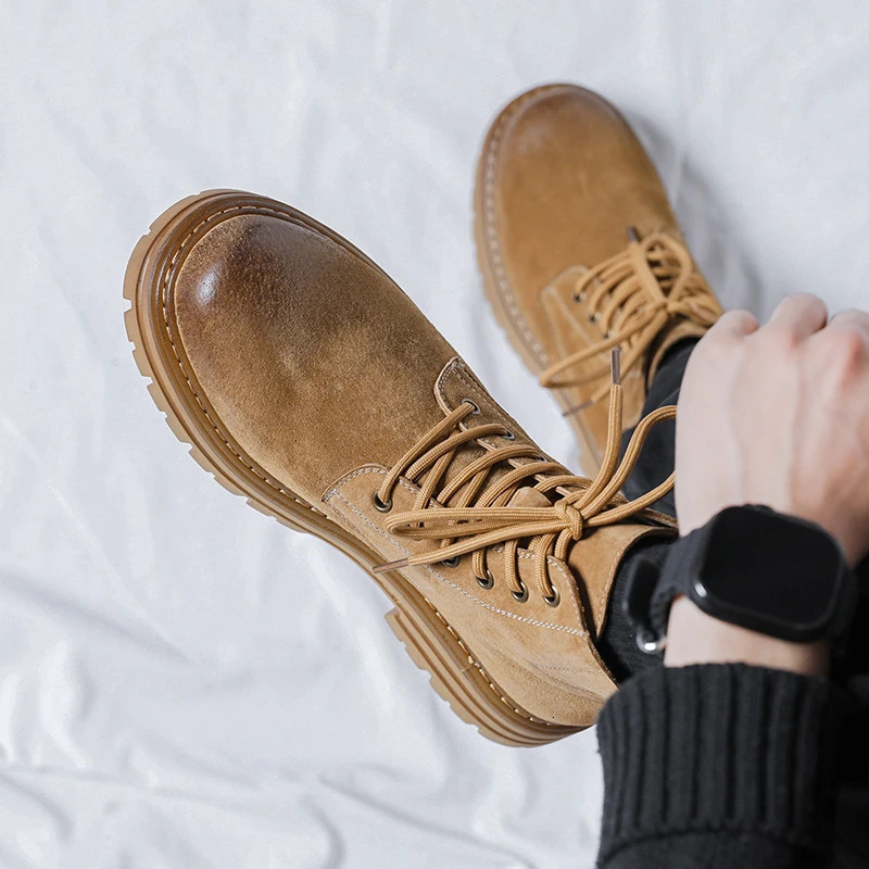 Classic retro handmade mens boots classic casual shoes fashionable ankle boots comfortable leather casual British style shoes 241024