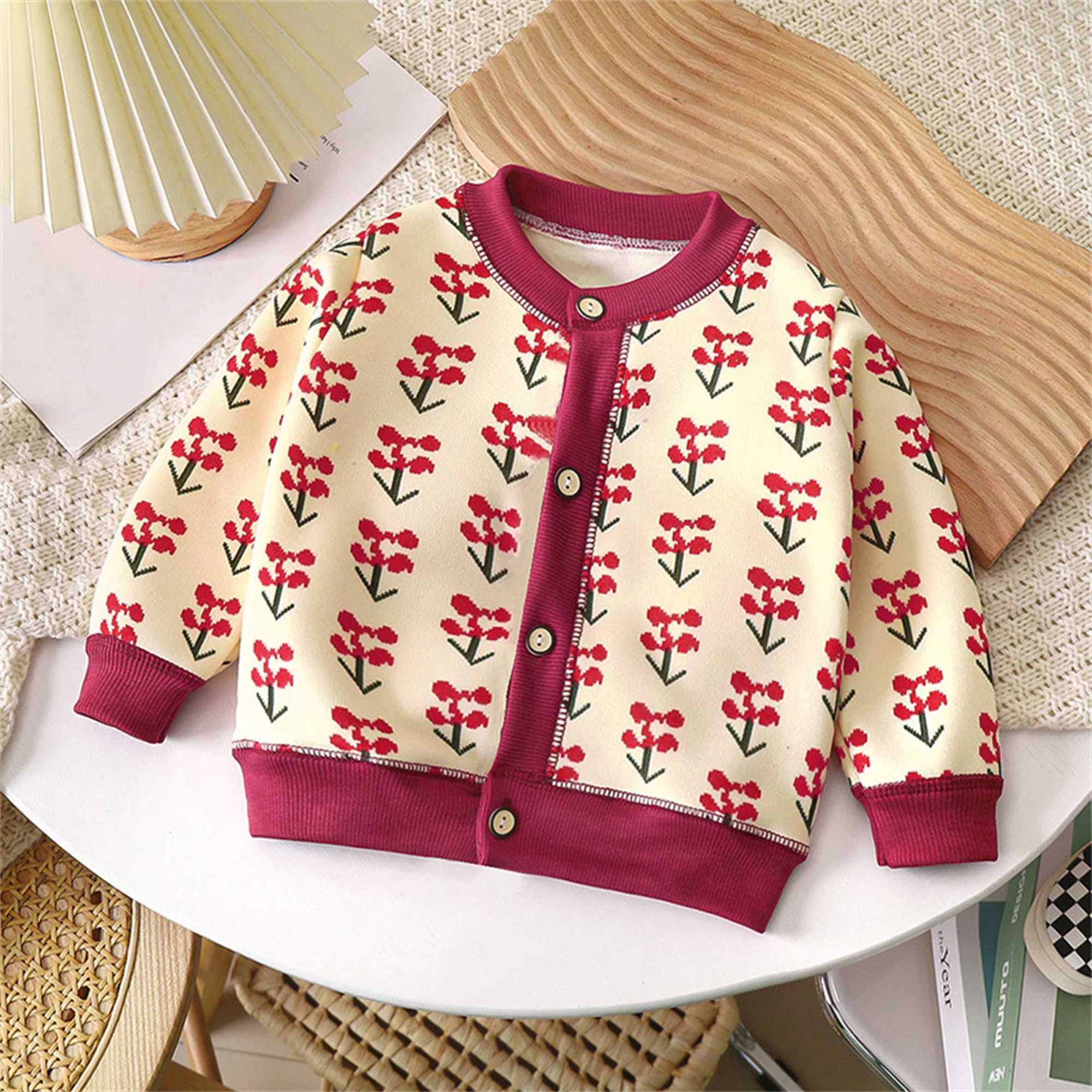 2023 autumn and winter new childrens knitted jacket suitable for boys and girls warm cardigan wool sweater thick outer sweater W241025