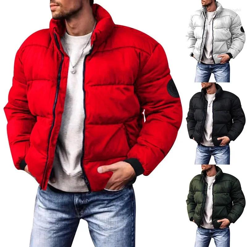 Men's Down Winter Cotton Jacket With Stand Up Collar And Casual Jacketsthick Zipper Coat Parkas