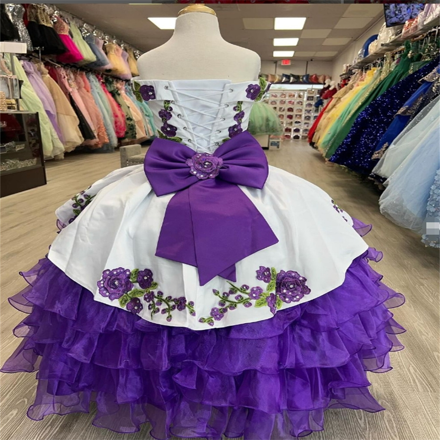 Princess Charro Flower Girls Dresses Red And White Tiered Ruffles 2025 Mexican Mariachi Toddler Escaramuza Kids Pageant Dress Cute Flowers Birthday Pa