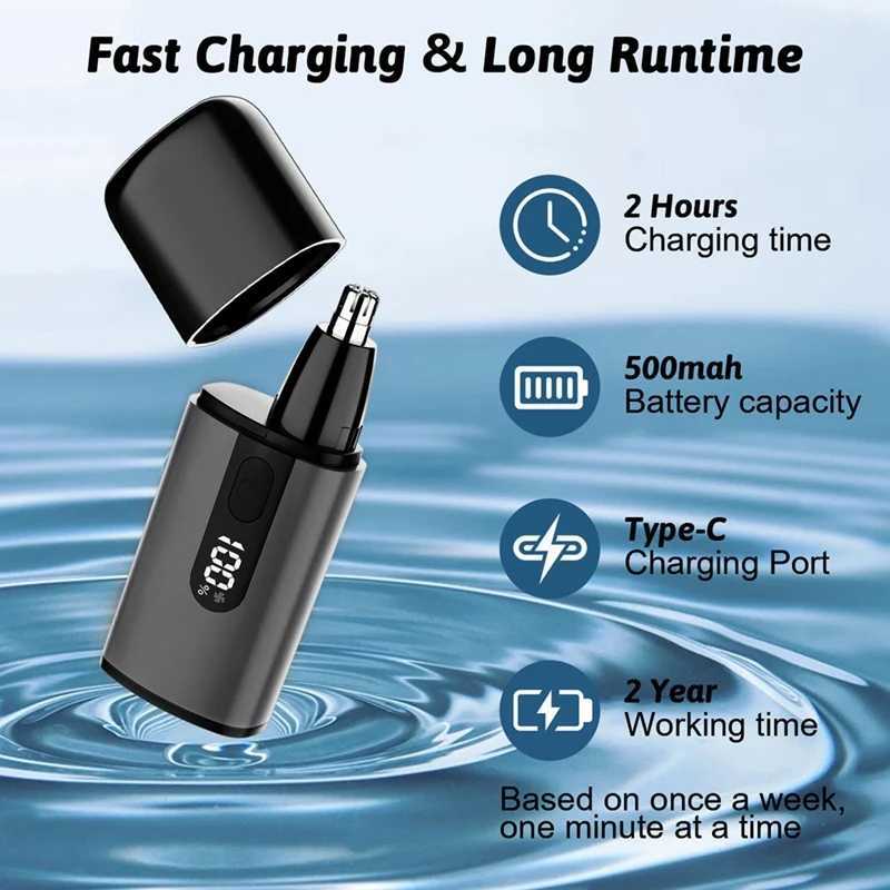 Nose Hair Trimmer For Both Men And Women With LCD Display Dual Edge Blade USB Rechargeable Trimmer Nose ClippersXJ241024