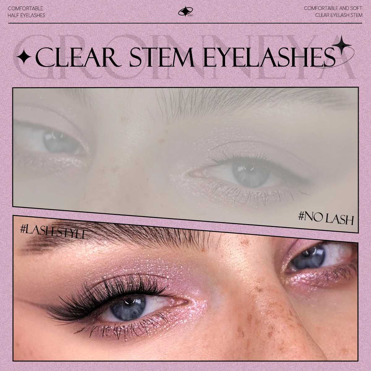 Groinneya semi false eyelashes semi soft natural cat eye eyelashes natural appearance unviable with fluffy eyelashesW241024