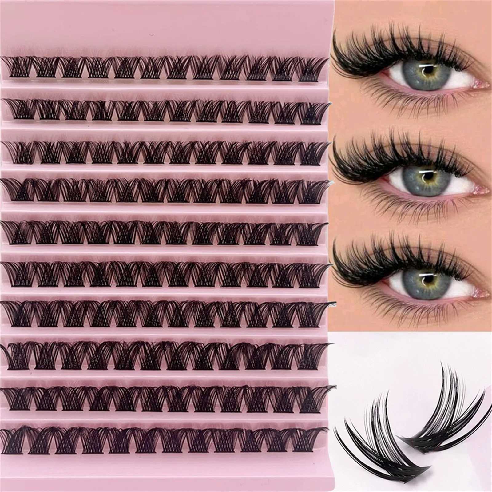 120pcs polyester eyelashes 8-16mm Wispy personal eyelashes natural appearance eyelashes D curly fluffy polyester eyelashes DIY eyelash extensionW24102