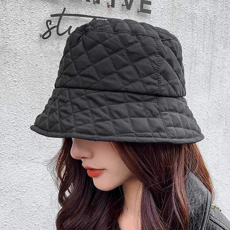 New Fisherman Hat for Men Women Autumn Winter Basin Panama Hats Korean Fashion Unisex Outdoor Rhombus Lady Cold Warm Bucket CapX241025