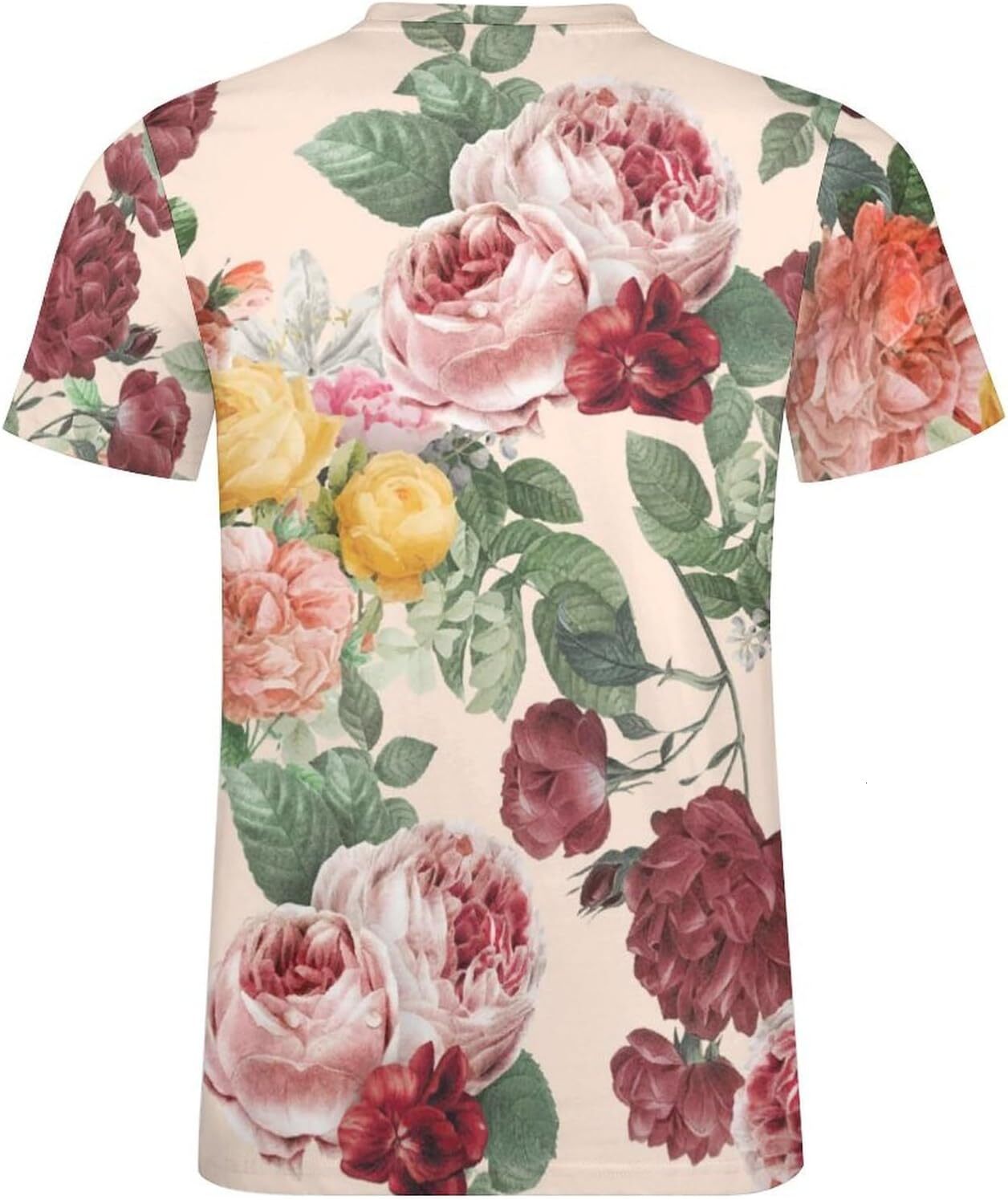 Mens T shirt Summer Rose Flower Pattern Cotton T-Shirt 3D Printed All-in-one fashion Casual Shirt Men's Crew Neck T-Shirt tee Casual tops summer 