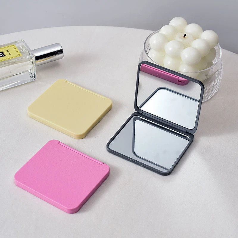 2Face Makeup Mirror Square Portable Cute GirlS Gift Hand Mini Pocket DoubleSided Compact Multiple Colors 241024