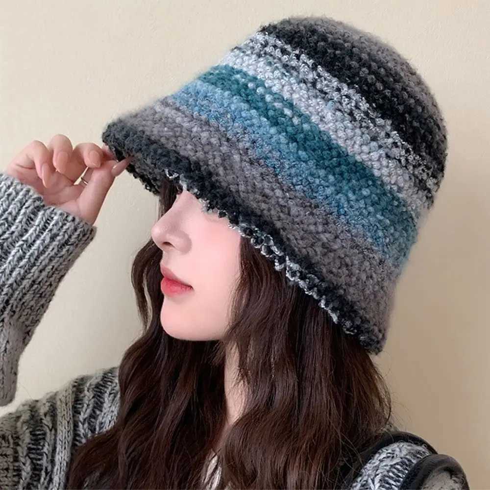 Winter Faux Fur Plush Bucket Hat Thick Warm Plus Velvet Fisherman Cap Windproof Dopamine Sun Cap for WomenX241025