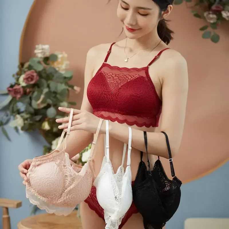 Sexy Set New Womens Underwear Push-up Non-wired Bar Removable Chest Pad Spaghetti Shoulder Straps Adjustable Anti-exposure Lace Bra Set z241025