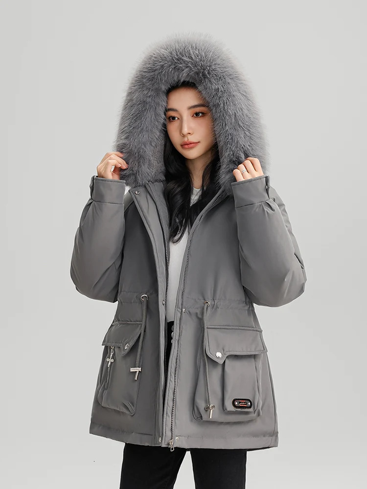 Vielleicht Vintage College Style Winter Clothes Women Jackets Coat Wool Liner Medium Long Parkas Fur Hooded Outwear 241021