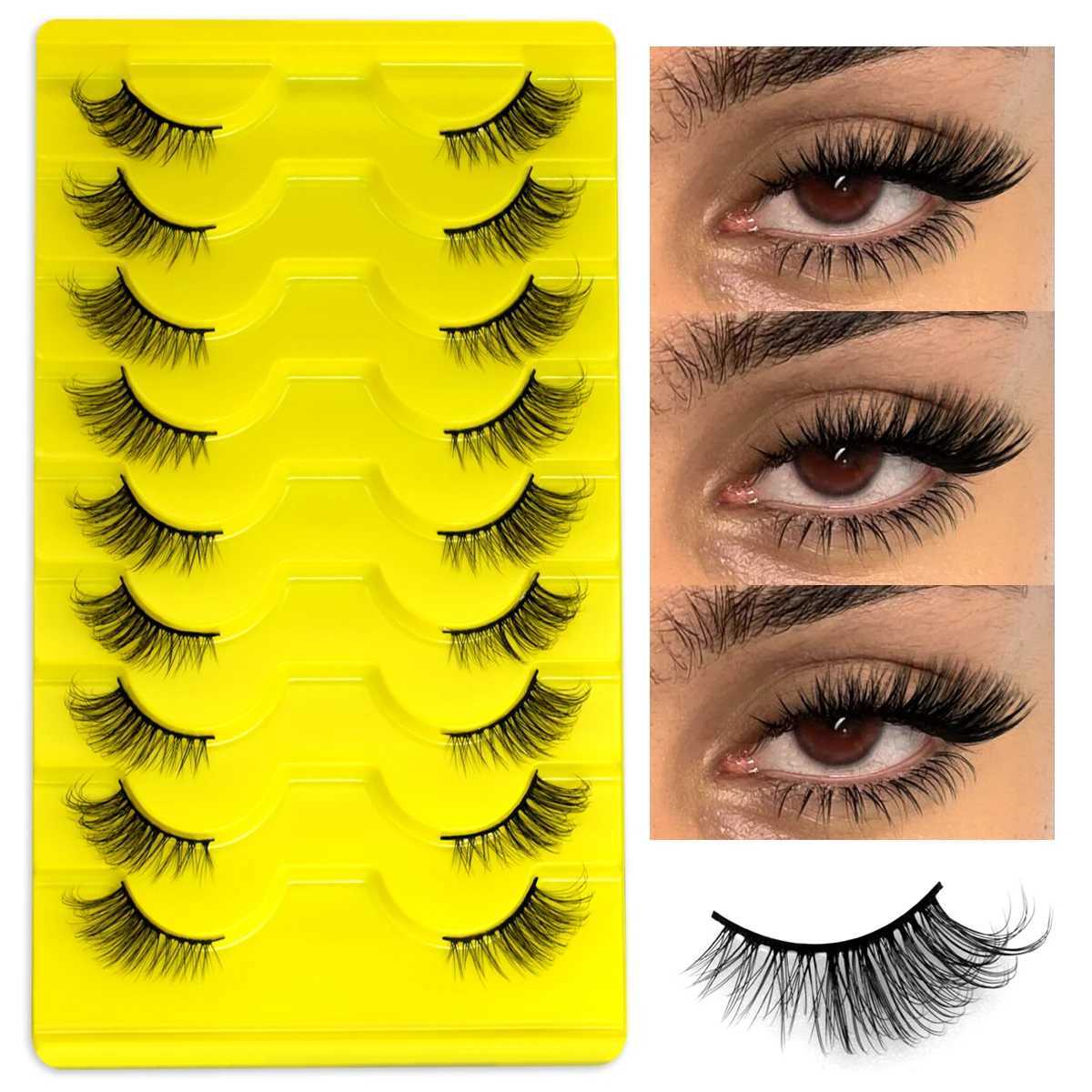 Groinneya Half Eyelash 5/7/10 Double Half Eyelash Soft Natural Cat Eyelash Makeup Tool False Eyelash Extension Fluffy Artificial RollW241024