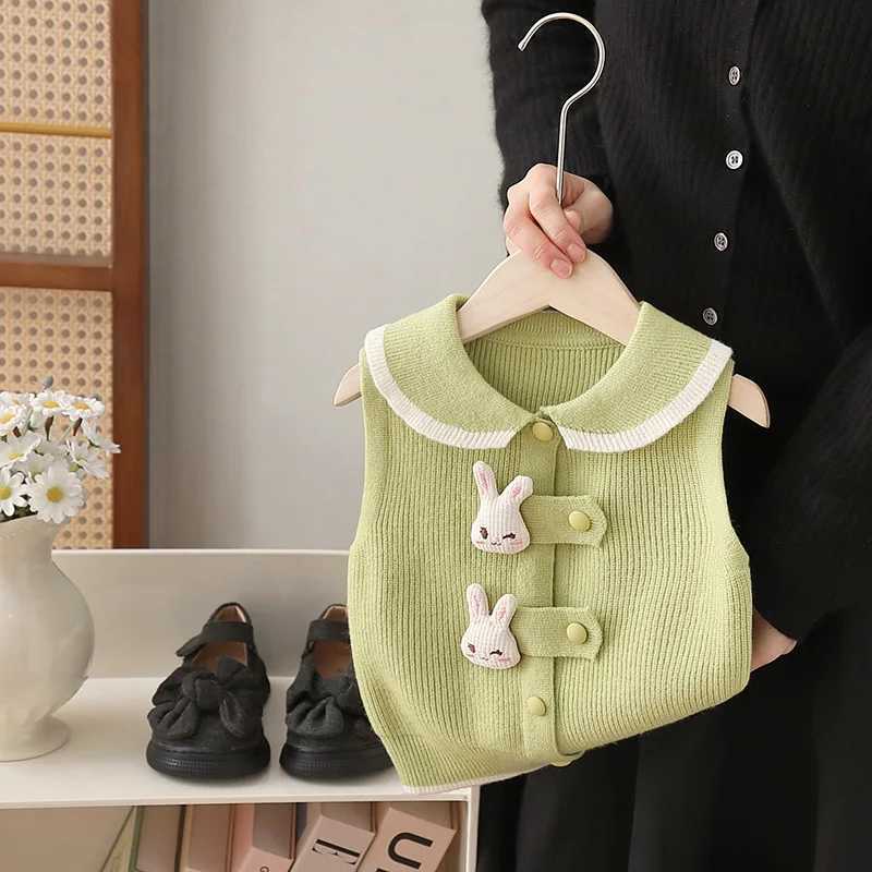 Baby and toddler girl sweater vest cartoon rabbit Korean style kangaroo hoodie fashionable baby knitted card spring August 2024 W241025